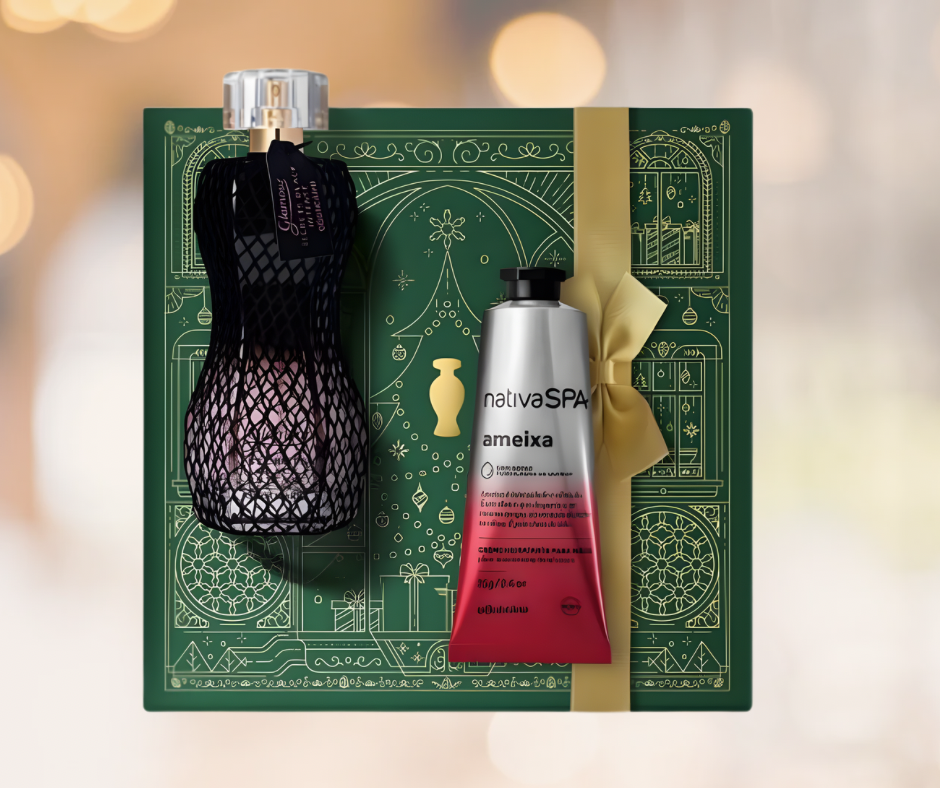 Kit de Natal: Glamour Secrets Black Intense + Perfume Plum