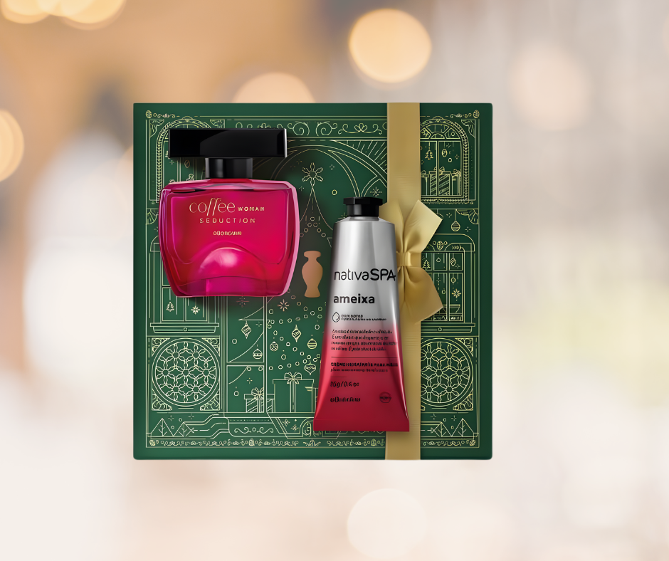 Kit de Natal com aromas sedutores de ameixa e café.