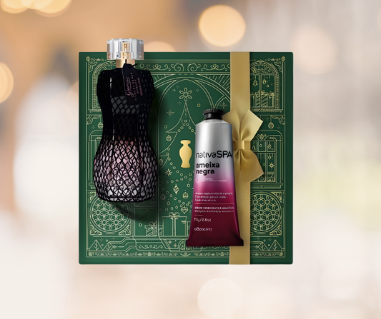 Kit de Natal: Glamour Secrets Black Intense + Perfume Black Plum